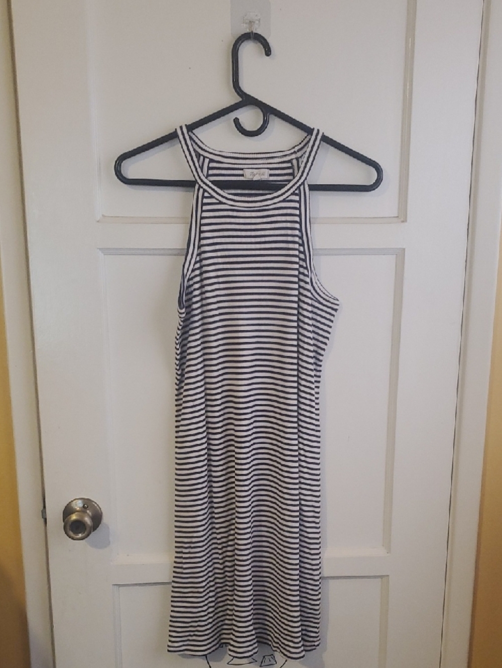 Madewell Black & White Striped Racerback Midi Dress